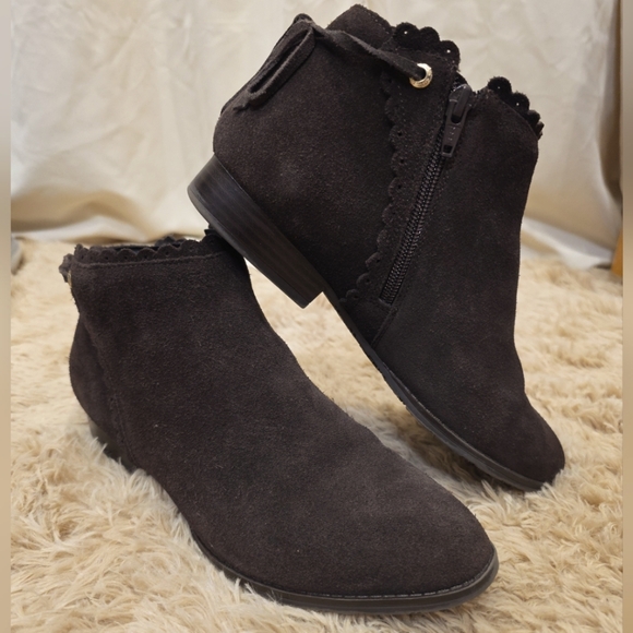 Jack Rogers Charlotte Dark Expresso Brown Suede Leather Ankle‎ Boots Sz 9M - Picture 1 of 5